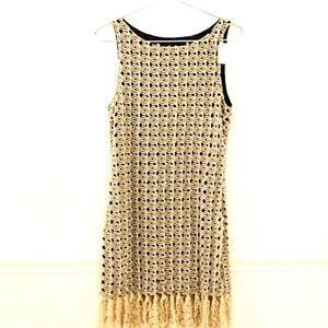 ALBERTO MAKALI Vintage
Crochet Fringe
Dress Black Lined Tan Openwork